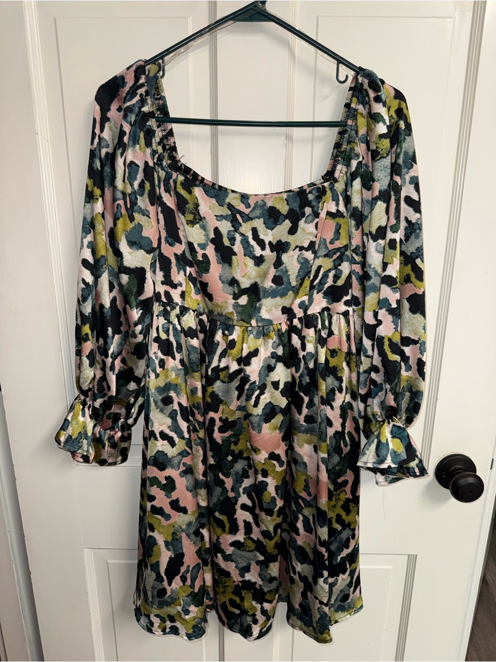 Entro Women's Pink Olive Print Babydoll Dress size large
